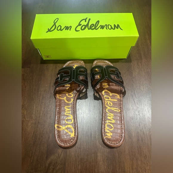 Sam Edelman Shoes - Sam Edelman Bay Black Leather Slides Sandals Size 11